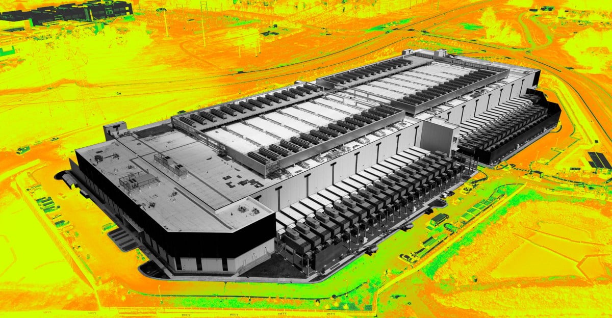 Photo collage of a data center