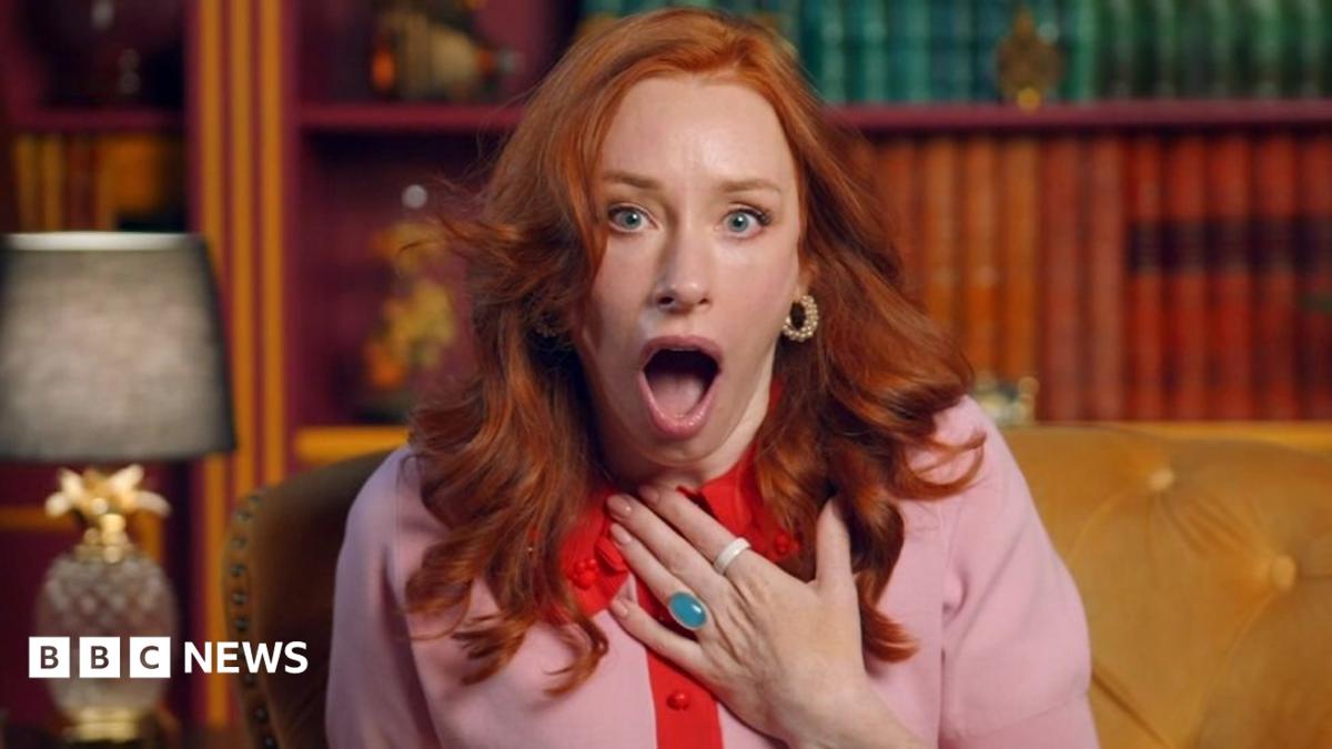 Hannah Fry sitting in the castle diary room on Celebrity Traitors