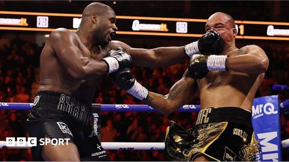 Daniel Dubois lands a punch on Fabio Wardley