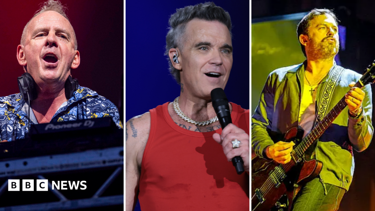 Fatboy Slim, Robbie Williams and Kings of Leon composite