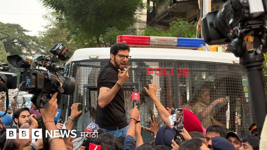 Aaditya Thackeray Blocks Police Van During Protests Outside Sena Bhavan