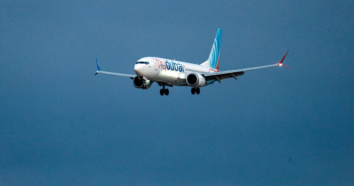 A plane carrying passengers from an earlier flydubai flight that was diverted to Saudi Arabia arrives at Ben Gurion Airport