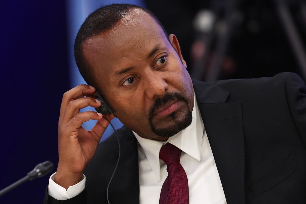 Ethiopian Prime Minister Abiy Ahmed Ali attends a session at the World Atomic Week forum at the Exhibition of Achievements