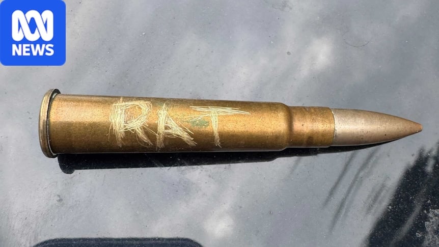 A bullet found on Paul Edbrooke's car reads RAT