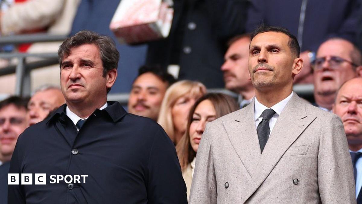 Manchester City CEO Ferran Soriano and chairman Khaldoon Al Mubarak watch on from the stands before kick-off at the 2026 FA