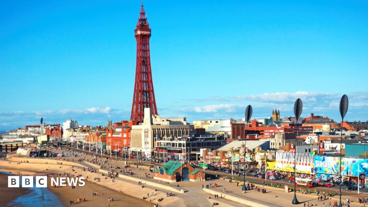Blackpool Tower seen against a blue sky
