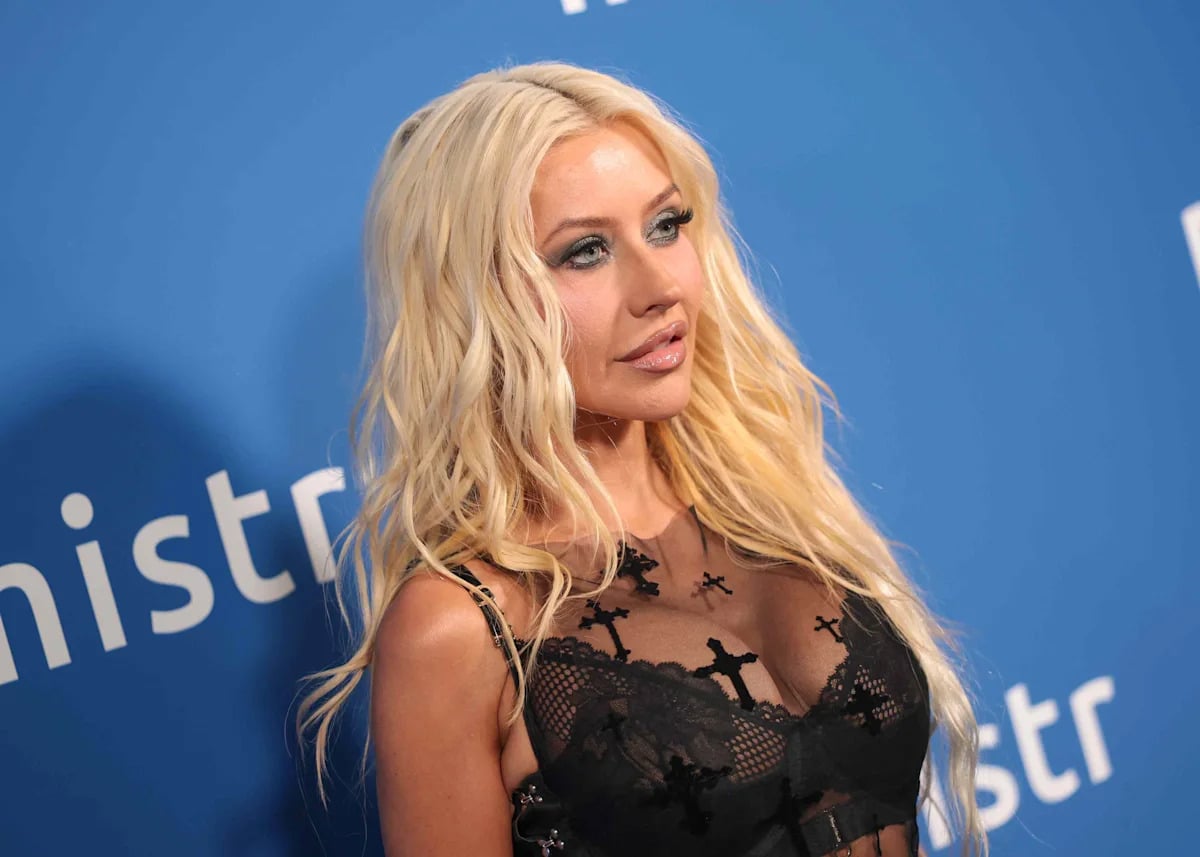 Christina Aguilera Wears Sheer Mesh Minidress at National PrEP Day Event